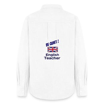 Idée cadeau prof d'anglais - Chemise Oxford Femme - blanc - Dos - AI Model Female 172 light (172cm)