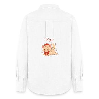 Chat Vierge Magie Noël - Chemise Oxford Femme - blanc - Dos - AI Model Female 172 light (172cm)