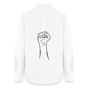 hand fist 2 / clenched fist / fight / protest - Women's Oxford Shirt - white - Back - AI Model Female 172 light (172cm)