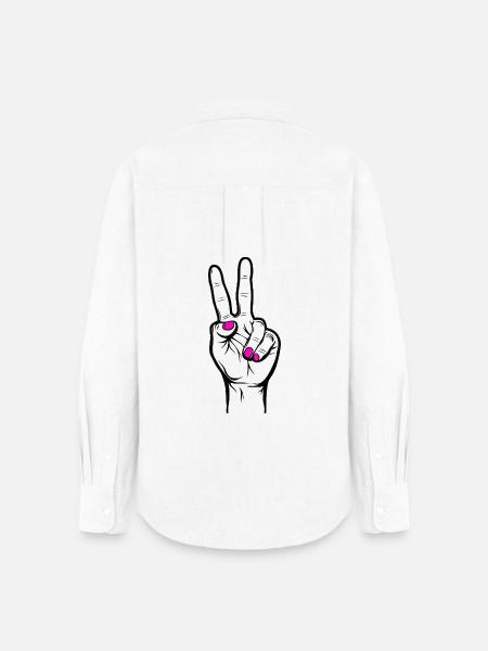 Peace Neonpink - Frauen Oxford Hemd - Weiß