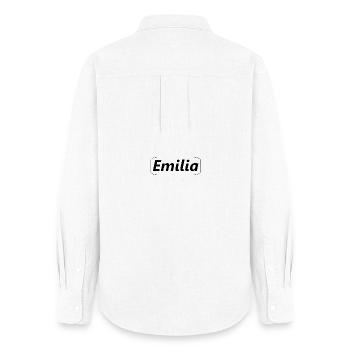 Graphique personnalisé du nom d'Emilia - Chemise Oxford Femme - blanc - Dos - AI Model Female 172 light (172cm)