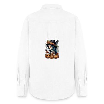 Día Muertos Hexe - Frauen Oxford Hemd - Weiß - Hinten - AI Model Female 172 light (172cm)