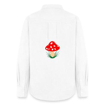Pilzrot mit weißen Punkten Herbst - Frauen Oxford Hemd - Weiß - Hinten - AI Model Female 172 light (172cm)