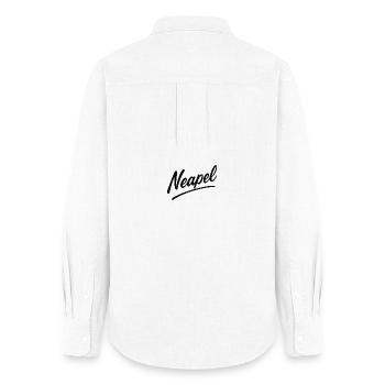 Lettrage en écriture Naples - Chemise Oxford Femme - blanc - Dos - AI Model Female 172 light (172cm)