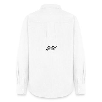 Peint à la main Hello Design pour les vêtements - Chemise Oxford Femme - blanc - Dos - AI Model Female 172 light (172cm)