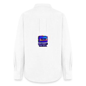 Neon Retro Cassette Tapes Design - Women's Oxford Shirt - white - Back - AI Model Female 172 light (172cm)