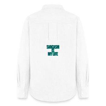 SARCASM IS MY LIFE - Women's Oxford Shirt - white - Back - AI Model Female 172 light (172cm)