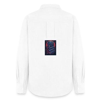 Appareil de musique électronique futuriste - Chemise Oxford Femme - blanc - Dos - AI Model Female 172 light (172cm)