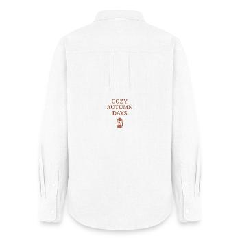 Journées d’automne agréables avec motif de lanterne - Chemise Oxford Femme - blanc - Dos - AI Model Female 172 light (172cm)