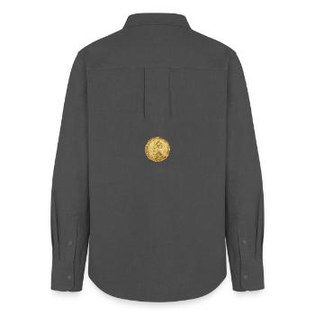 Haile Selassie I Jah Rastafari Rasta Reggae Racines - Chemise Oxford Femme - charbon - Dos - AI Model Female 172 light (172cm)