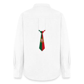Cravate du Portugal – Conception du drapeau - Chemise Oxford Femme - blanc - Dos - AI Model Female 172 light (172cm)