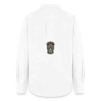 Tribal Flammenmaske Feuerstil TIKI ROCKABILLY - Frauen Oxford Hemd - Weiß - Hinten - AI Model Female 172 light (172cm)