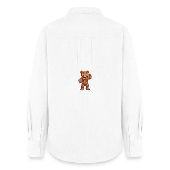 Teddy Machine Tattoo-Bär - Frauen Oxford Hemd - Weiß - Hinten - AI Model Female 172 light (172cm)