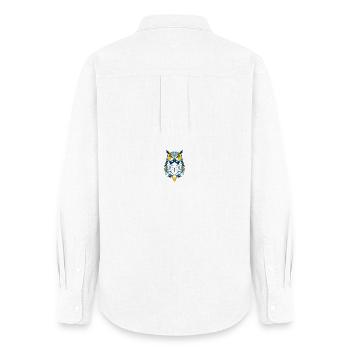 Geometric owl in blue tone - Women's Oxford Shirt - white - Back - AI Model Female 172 light (172cm)