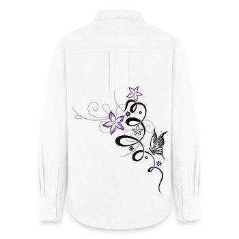 Tribal avec des fleurs et des papillons - Chemise Oxford Femme - blanc - Dos - AI Model Female 172 light (172cm)
