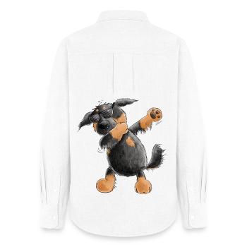 Hovawart Dab Dance Comic I Dabbender Hund - Women's Oxford Shirt - white - Back - AI Model Female 172 light (172cm)