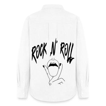 Conception typographique par gestes de la main Rock N Roll - Chemise Oxford Femme - blanc - Dos - AI Model Female 172 light (172cm)