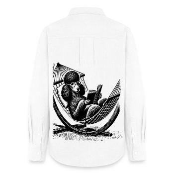 T-shirt avec un caniche lisant un livre - Chemise Oxford Femme - blanc - Dos - AI Model Female 172 light (172cm)