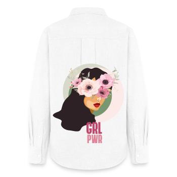 Girl Power Fleurs Visage Fort Rose Féminisme Mignon - Chemise Oxford Femme - blanc - Dos - AI Model Female 172 light (172cm)