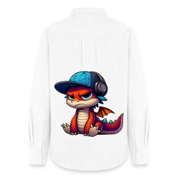 HipHop-Drache - Frauen Oxford Hemd - Weiß - Hinten - AI Model Female 172 light (172cm)