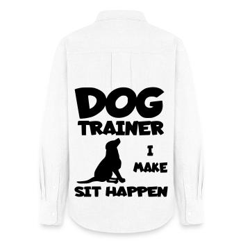 Hundetrainer lässt Hund sitzen. Humor-Shirt * - Frauen Oxford Hemd - Weiß - Hinten - AI Model Female 172 light (172cm)