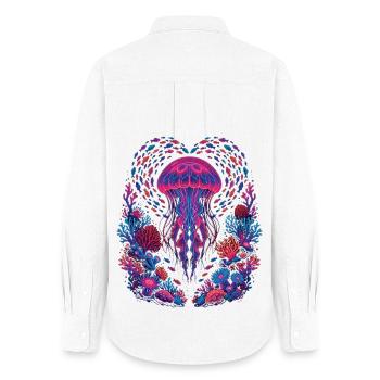 Retro Jellyfish Aesthetic Ocean - Women's Oxford Shirt - white - Back - AI Model Female 172 light (172cm)