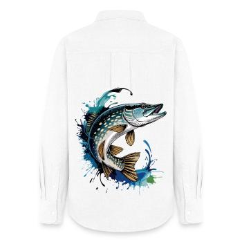 jumping pike - Women's Oxford Shirt - white - Back - AI Model Female 172 light (172cm)