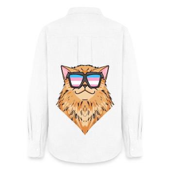 Chat persan transsexuel transgenre - Chemise Oxford Femme - blanc - Dos - AI Model Female 172 light (172cm)