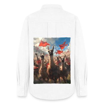 Épopée Llama Revolution Peinture Astucieuse - Chemise Oxford Femme - blanc - Dos - AI Model Female 172 light (172cm)