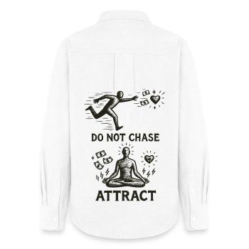 Don't Chase Attract | Minimalist Meditation Art - Women's Oxford Shirt - white - Back - AI Model Female 172 light (172cm)