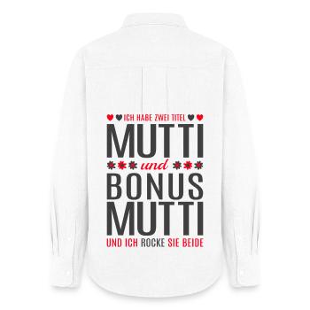 Mama Mutti Mutter Bonus Mutti Muttertag Geschenk - Frauen Oxford Hemd - Weiß - Hinten - AI Model Female 172 light (172cm)