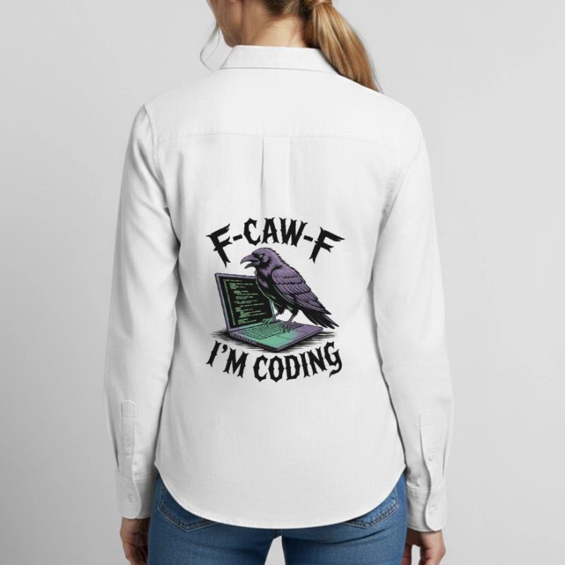 RabenCoder: Code Raven am Laptop Frauen Oxford Hemd
