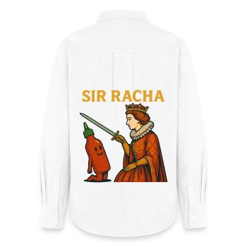 Sir Racha Mème drôle Chevalier Sauce Piquante Humour - Chemise Oxford Femme - blanc - Dos - AI Model Female 172 light (172cm)