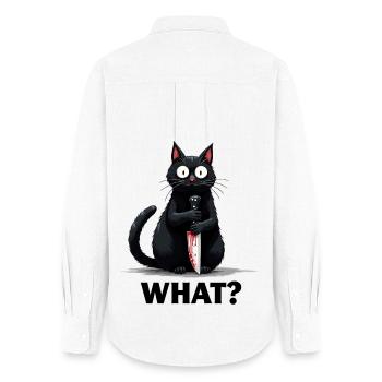 WHAT? Killer Cat - Women's Oxford Shirt - white - Back - AI Model Female 172 light (172cm)