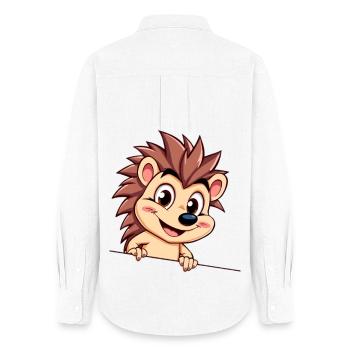 Nimble hedgehog on a wire - Women's Oxford Shirt - white - Back - AI Model Female 172 light (172cm)