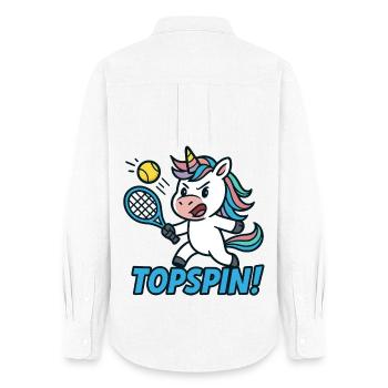 Topspin! Einhorn Tennis Humor Power - Frauen Oxford Hemd - Weiß - Hinten - AI Model Female 172 light (172cm)