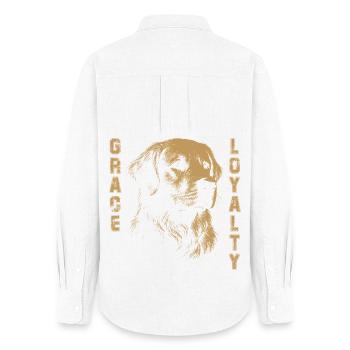 Golden Retriever Grâce Loyauté - Chemise Oxford Femme - blanc - Dos - AI Model Female 172 light (172cm)