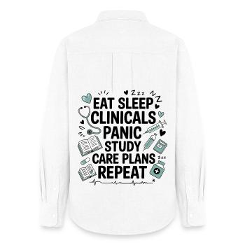 Medical learning love motif - Women's Oxford Shirt - white - Back - AI Model Female 172 light (172cm)