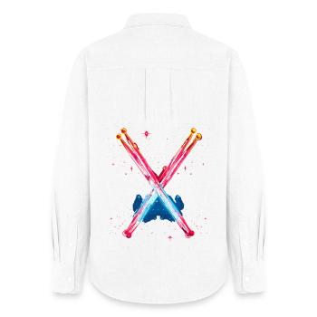 Drums Retrowave - Women's Oxford Shirt - white - Back - AI Model Female 172 light (172cm)
