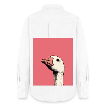 Judgmental Goose Illustration – Funny Animal Art D - Frauen Oxford Hemd - Weiß - Hinten - AI Model Female 172 light (172cm)