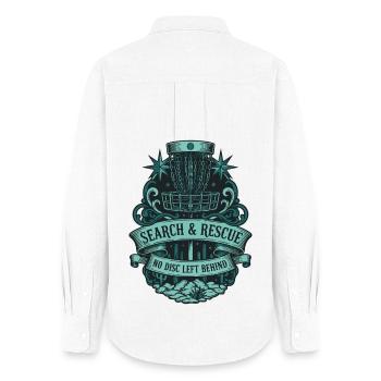 Search And Rescue No Disc Left Behind Disc Golf - Women's Oxford Shirt - white - Back - AI Model Female 172 light (172cm)