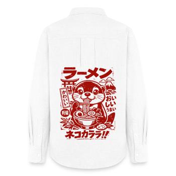 Kawaii Otter | Ramen | Noodle soup | Fast Food - Women's Oxford Shirt - white - Back - AI Model Female 172 light (172cm)