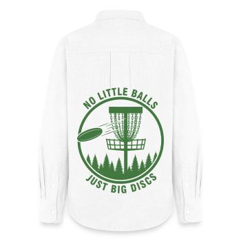 Pas de petites balles, juste de gros disques, drôle de disc golf - Chemise Oxford Femme - blanc - Dos - AI Model Female 172 light (172cm)