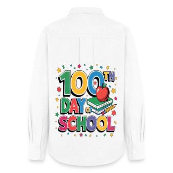 Célébration du 100e jour d’école - Chemise Oxford Femme - blanc - Dos - AI Model Female 172 light (172cm)