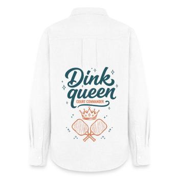 Joueur de Pickleball Dink Queen Court Commander - Chemise Oxford Femme - blanc - Dos - AI Model Female 172 light (172cm)