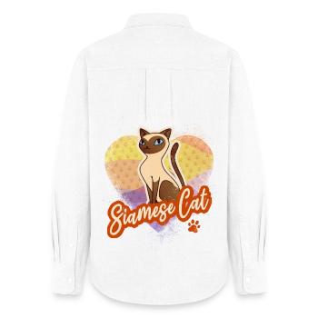 Siamkatze Vintage Katzen Design für Tierliebhaber - Frauen Oxford Hemd - Weiß - Hinten - AI Model Female 172 light (172cm)