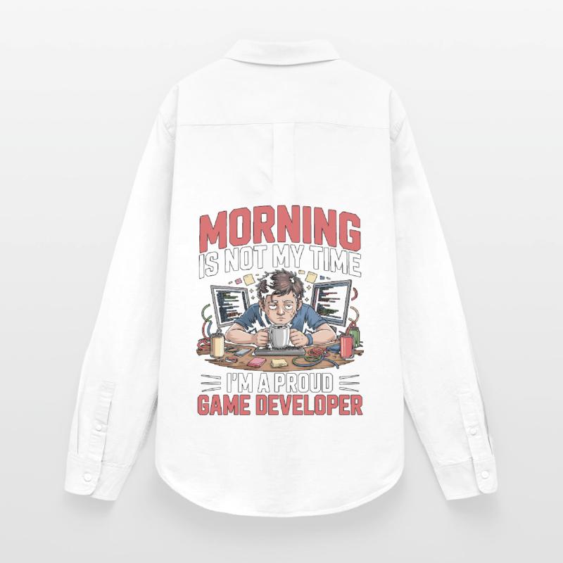 Game Developer Morning n’est pas mon temps Coder de jeux Chemise Oxford Femme