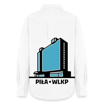 La ville de Piła Wlkp et l’hôtel Gromada Rodło - Chemise Oxford Femme - blanc - Dos - AI Model Female 172 light (172cm)
