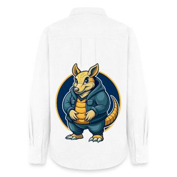 Armadillo Kawaii Maskottchen-Cartoon-Clipart-Logo-Abzeichen - Frauen Oxford Hemd - Weiß - Hinten - AI Model Female 172 light (172cm)