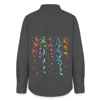 Silvester. Streamers with confetti. Party and Fun. - Women's Oxford Shirt - anthracite - Back - AI Model Female 172 light (172cm)